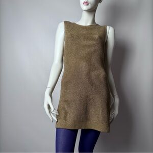 Lauren Ralph Lauren Metallic Gold Knit Sleeveless Tunic Sweater
